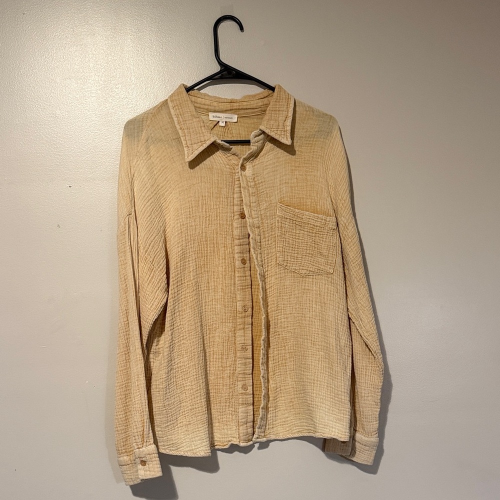 100% Cotton Bohme Beige Textured Blouse